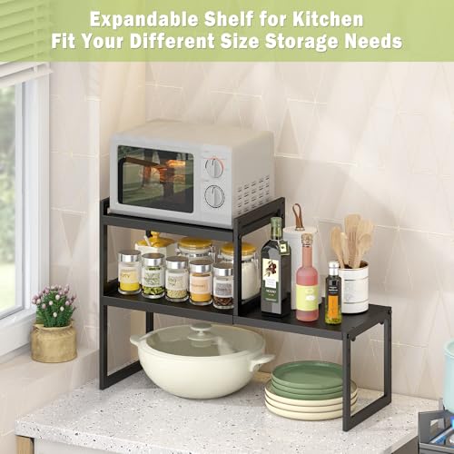 Expandable Kitchen Countertop Organizer (Black-1 Pack / 8.7''D*13-22.6''W*8''H)