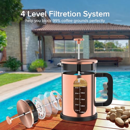 French Press Coffee Maker 51oz (Upgraded Stainless Steel Copper / 51oz)