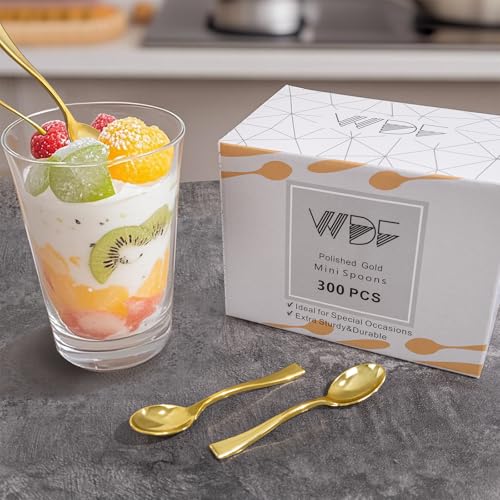 300PCS Plastic Gold Mini Spoons (Gold / Mini Spoons)