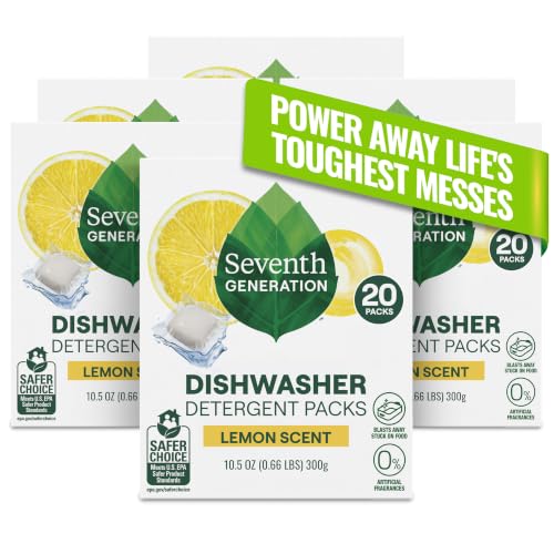 Dishwasher Detergent Packs Lemon scent Pack of 6 for sparkling dishes Dishwasher tabs (1 Count (Pack of 120))