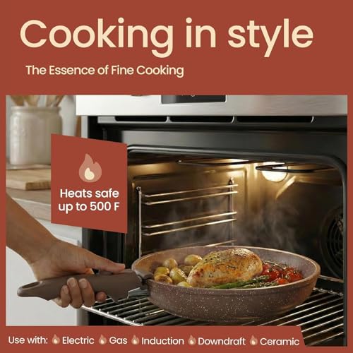 Bakken 17 Piece Ceramic Coated Aluminum Cookware Set (Brown)