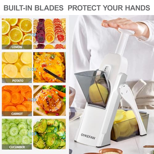 Safe Mandoline Slicer for Kitchen (White)