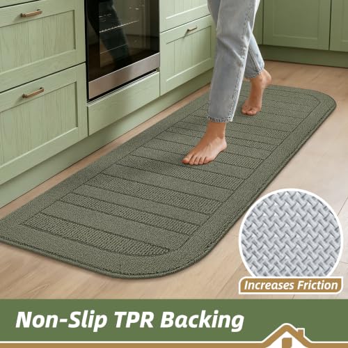24x60 in Kitchen Rugs Non Slip Washable Kitchen Runner Rug (2' x 5' (Semicircular) / Green)