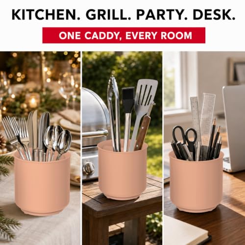 Plastic Extra Large Peach Countertop Utensil Holder Kitchen Caddy (Himalayan Salt)