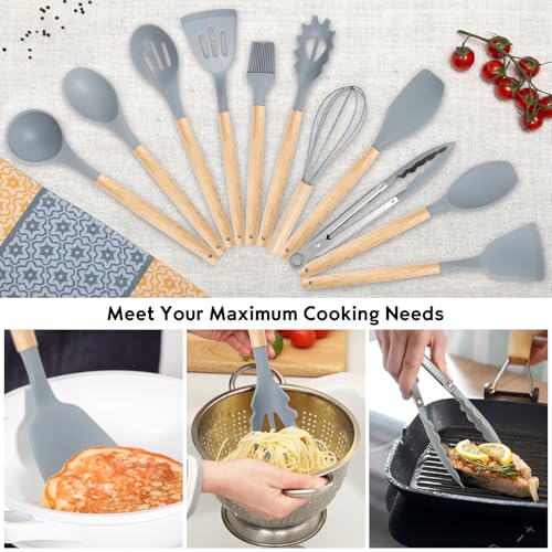 19PCS Gray Kitchen Cooking Utensils Set Kitchen Tools Set (Gray)