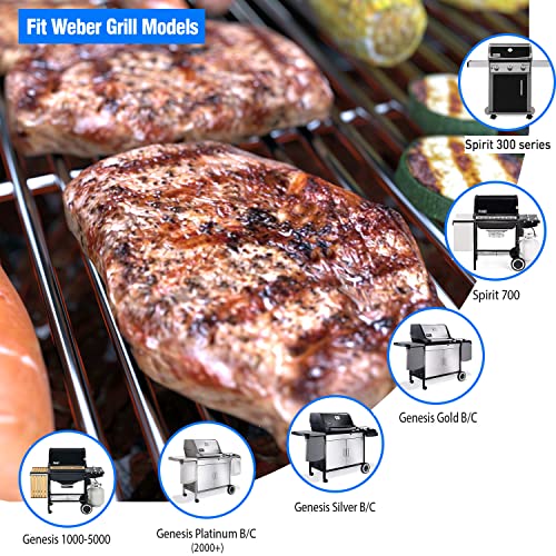 17.5" Stainless Steel 7639 Cooking Grates for Weber Spirit 300 Series (17.5"D x 23.8"W)