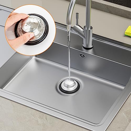 2PCS Kitchen Sink Stopper and Kitchen Sink Drain Strainer (Silver)