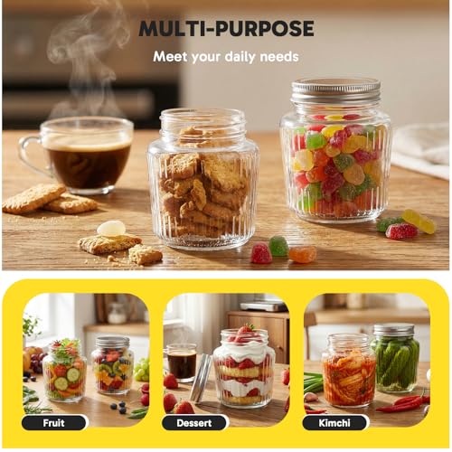 Glass Mason Jars with Lids (Vintage 10oz 6pack)