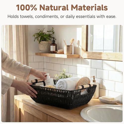 Large Wicker Storage Basket (Black / Large)