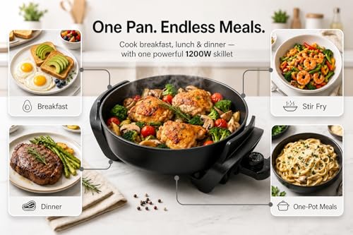 Round Electric Skillet with Lid (Round)