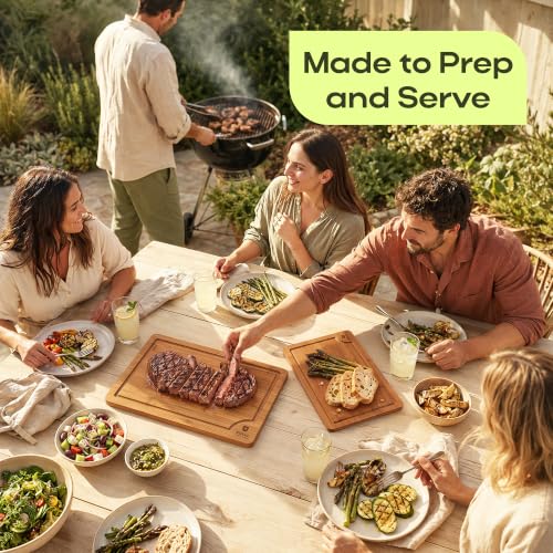 Wooden Cutting Boards for Kitchen Meal Prep & Serving (2-Piece / Brown)