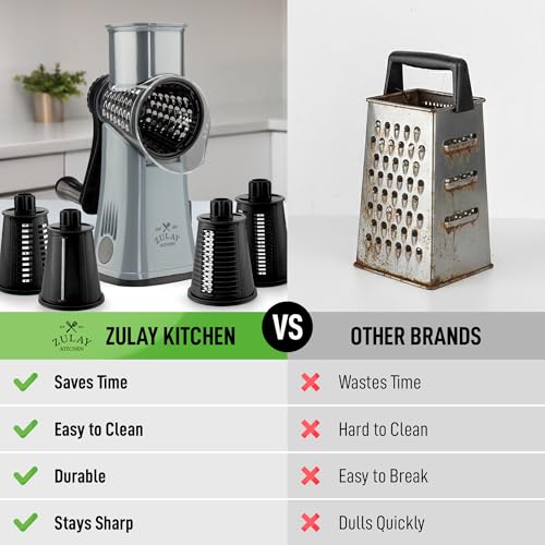 Rotary Cheese Grater Manual Hand Crank 5 Blade Shredder