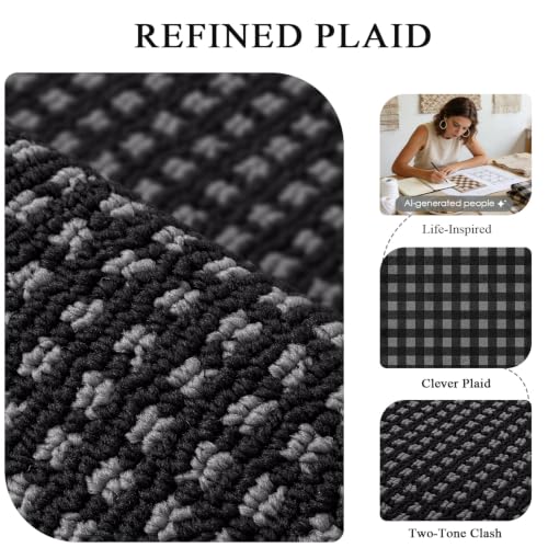 Waffle Door Mat Indoor Entrance (Black Waffle / 35" x 24" (Rectangular))