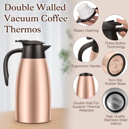 2 PCS 68 OZ Thermal Coffee Carafe (Gold / 68 oz)