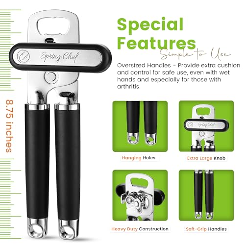 Stainless Steel Manual Can Opener with Soft Grip Handles