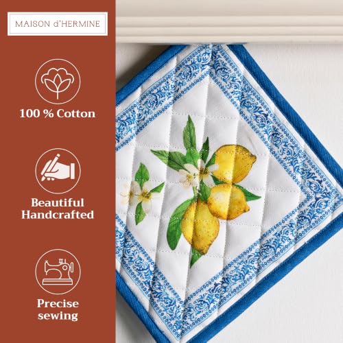 Pot Holders 100% Cotton Potholders (032 - Cedrat / 8" x 8" (Pot Holder Pack of 1))