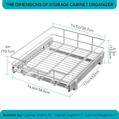 Pull Out Cabinet Organizer 15" W X 17" D