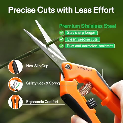 6.5 Inch Garden Scissors (Orange Straight Blade / Orange)