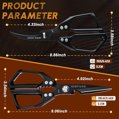 Kitchen Scissors for Food (Bright Black)