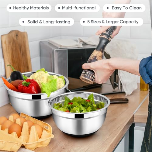 Mixing Bowls Salad Bowls with Airtight Lids (Black / Airtight Lids)
