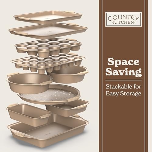 Nonstick Stackable Bakeware Set (Gold - 10 Pcs)