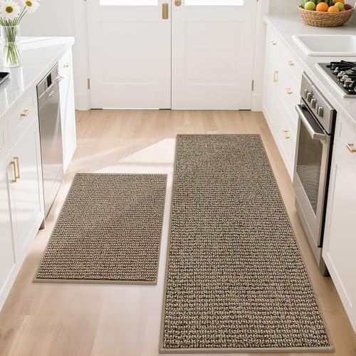 Kitchen Rugs and Mats 2PCS Non (Taupe / 20"x32"+20"x48" (Rectangular))