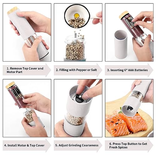 Electric Salt and Pepper Grinder Set (White)