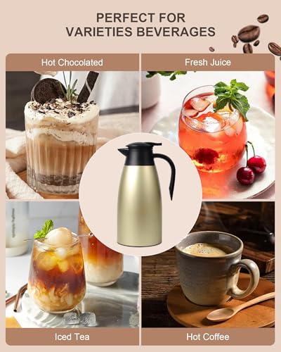 70 OZ Updated Thermal Coffee Carafe for keeping hot (Gold / 2× 70 Ounces)