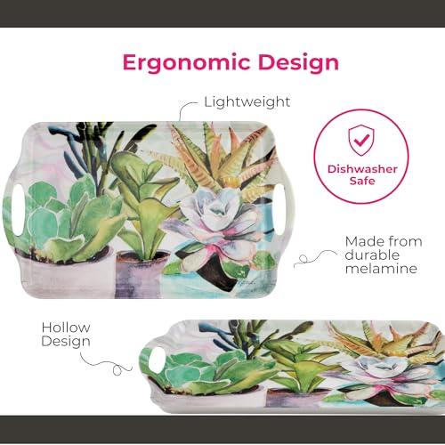 Large Handled Tray (18.9" x 11.6" / Succulents)