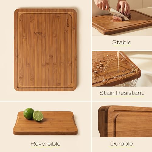 Wooden Cutting Boards for Kitchen Meal Prep & Serving (4-Piece / Carbonized)