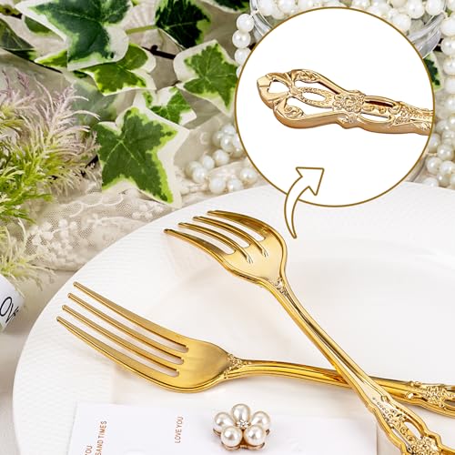 75PCS Gold Forks Disposable 8.1inch Vintage Baroque Forks for Party (75-Gold / Forks)