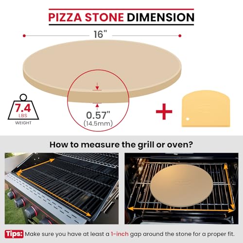 16" Round Pizza Stone for Oven and Grill