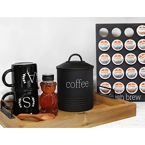 Enamelware Black Coffee Canister; Modern Farmhouse Style Coffee Storage for Kitchen