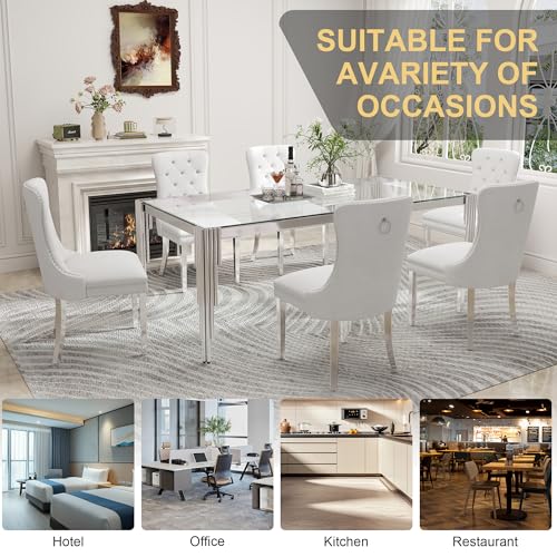 78'' Modern Glass Dining Table for 6 (Silver-clear / Rectangle-78.74" L x 39.37" W x 29.53" H)
