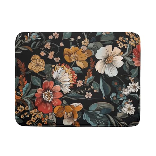 Vintage Floral Dish Drying Mat 18x24 inch Boho Flower Drainer Mats Fast Dry Absorbent Washable Dish Rack Pad Protector Kitchen Accessories (Vintage Floral / 18 x 24 inch)