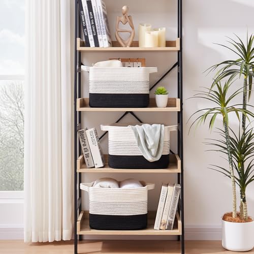 Cotton Rope Storage Baskets for Organizing Gradient Dark 3 (Gradient Dark / 3 pcs-13”x9.9”x8.7”)