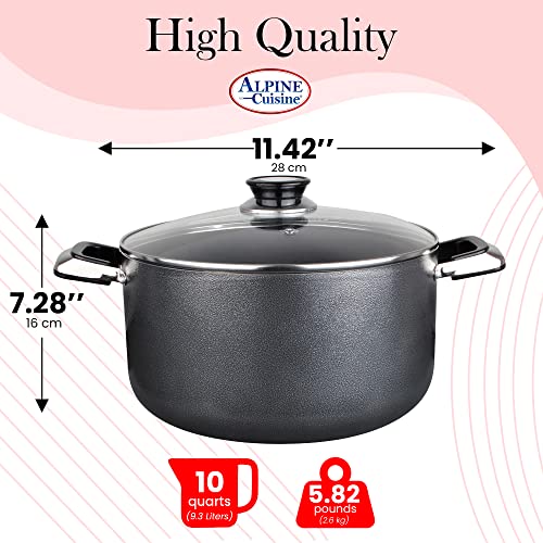 10 Quart Non stick Stock Pot with Tempered Glass Lid and Carrying Handles (10-Quart Stock Pot / Standard Packaging)