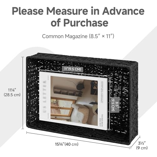 Large Toilet Paper Basket (Black / 15 ¾"L x 11 ¼"W x 3 ½"H)