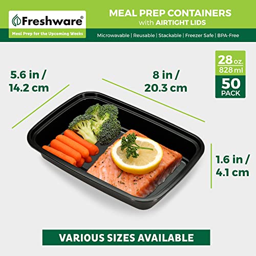 Meal Prep Containers [50 Pack] 1 Compartment with Lids (28OZ-50PK)