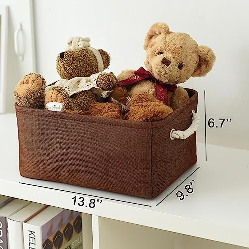 WarmHome Fabric Storage Bin Shelf Basket for Home (Brown / 3PCS/Medium -13.8Lx9.8Wx6.7H)