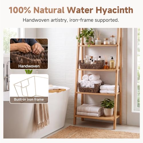 Pantry Baskets for Organizing (Brown(Water Hyacinth) / 13 ½"L x 10 ¾"W x 5"H)
