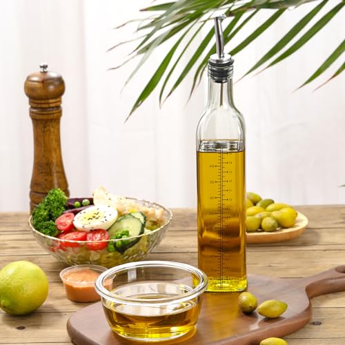17oz Glass Olive Oil Dispenser Bottle (Clear With Measurements / 17 Ounces)