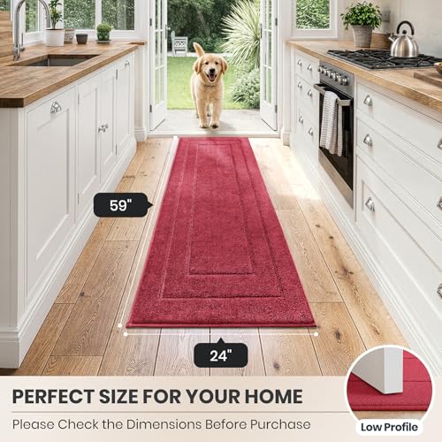 Hallway Runner Rug (Burgundy Red / 24" X 59" (Runner))