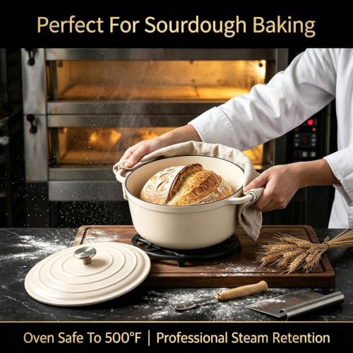 Nonstick Enameled Cast Iron Cookware Set (White F)