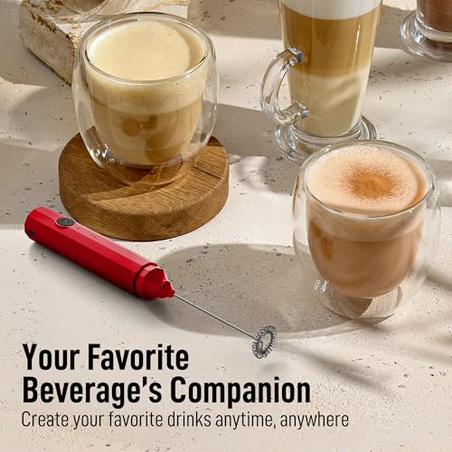 Zulay Froth N Go Milk Frother (Ember Red / Rechargeable Frother)
