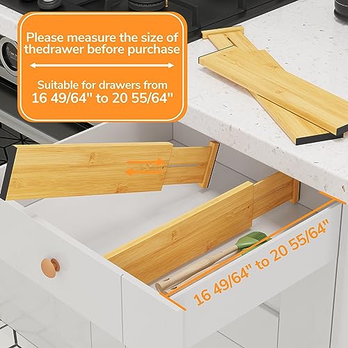 Bamboo Expandable Drawer Dividers (Natural / 4''H, 16.65''-22''L)