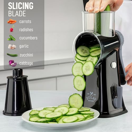 Rotary Cheese Grater Manual Hand Crank 5 Blade Shredder