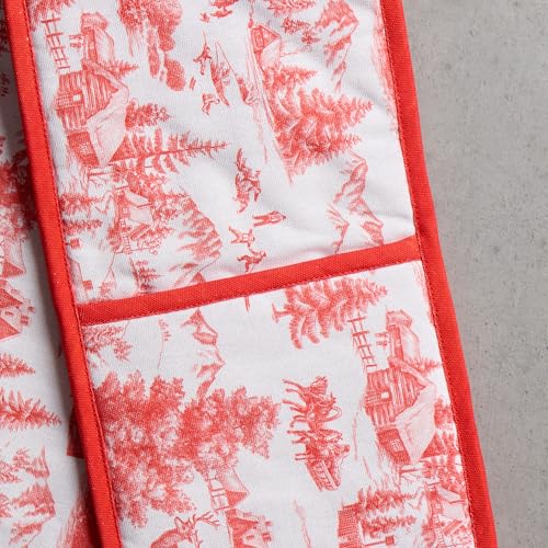 Double Oven Mitts 100% Cotton Double Oven Glove (120 - Winter Jouy / 7" x 35" (Double Oven Mitt))