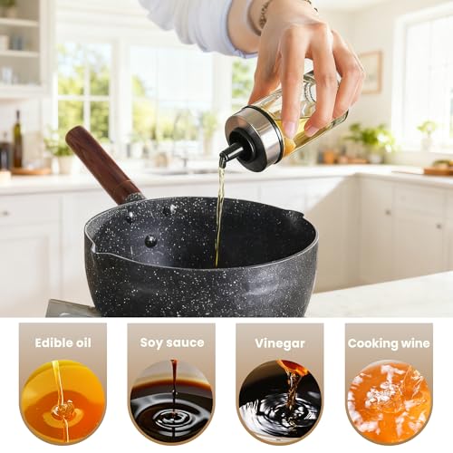 Oil and Vinegar Dispenser Set of 6 Bottles with 360° Rotating Holder