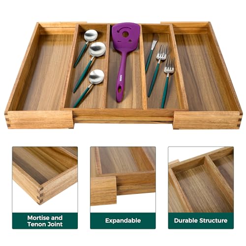 Acacia Kitchen Drawer Organizer Expandable (Acacia / Large)